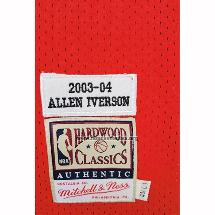 Camiseta Philadelphia 76ers Allen Iverson NO 3 Retro Blanco Rojo